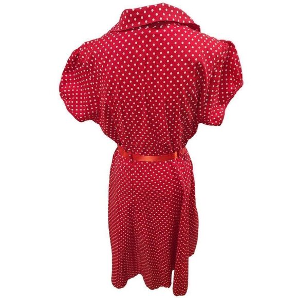 Tropical Wear Red Polka Dot Casual Short Sleeve Dress 3XL Retro Pinup - Picture 4 of 5
